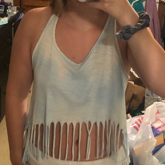 Hollister Tops - Hollister Tank Top Crop Open Back Fringe Small